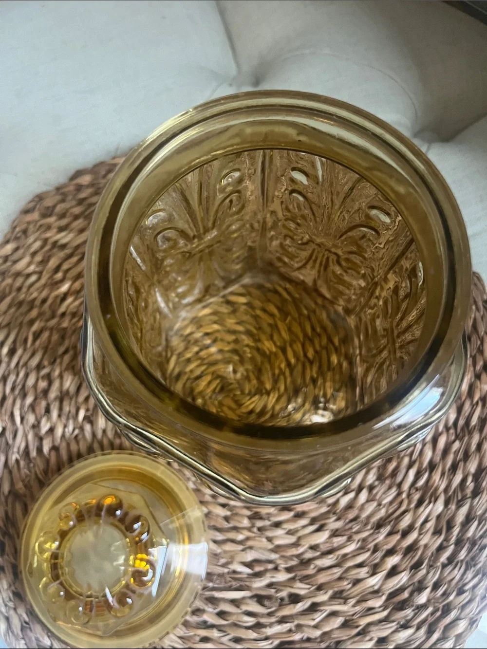 Vintage Amber Glass Apothecary Jar with Lid - Home Accents